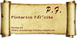 Pinterics Füzike névjegykártya